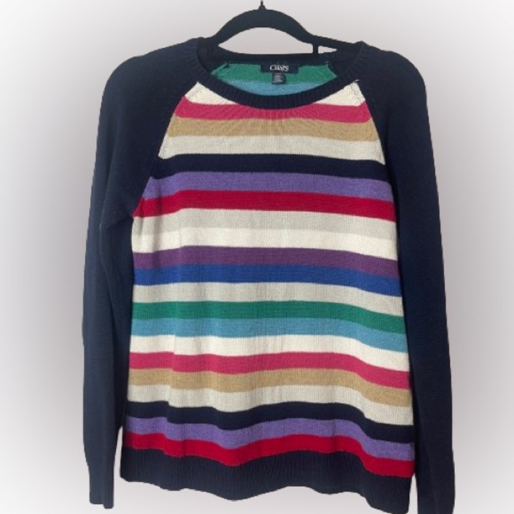 Vintage Chaps, women’s large, striped, crewneck sweater